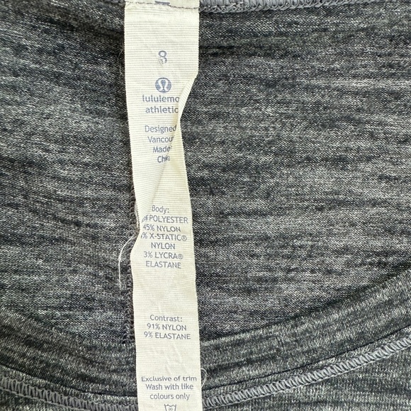 Lululemon Get Sweat Tee Heathered Black / Black Size 8 - Picture 3 of 8